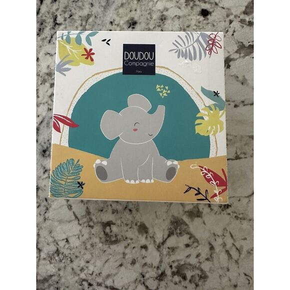DOUDOU Et Compagnie Paris Elephant Baby Plush Bootie 1st Slippers 0-6 Months - Picture 1 of 9